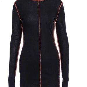 Black Long Sleeve Slit Bodycon Dress